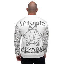 Load image into Gallery viewer, IAtomic Apparel&#39;s White Platinum Status Collection Unisex Bomber Jacket