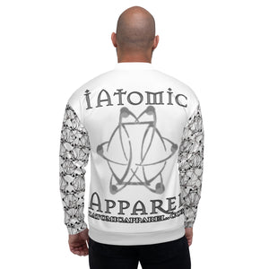 IAtomic Apparel's White Platinum Status Collection Unisex Bomber Jacket