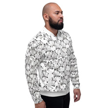 Load image into Gallery viewer, IAtomic Apparel&#39;s White Platinum Status Collection Unisex Bomber Jacket