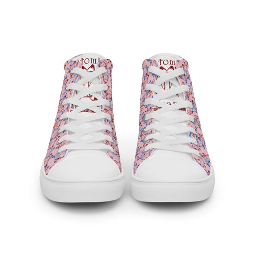 IAtomic Apparel's Pink Blue Cherry NotChux Men’s high top canvas shoes