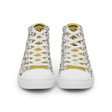 Load image into Gallery viewer, IAtomic Apparel&#39;s Gold Standard White Collection Men’s  NotChux high top canvas shoes