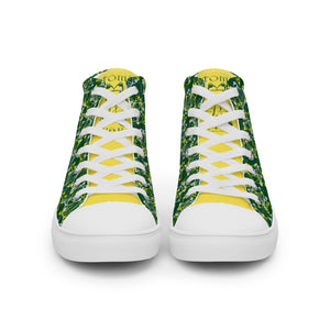 IAtomic Apparel's Green Canary Tri-color Men’s high top canvas shoes